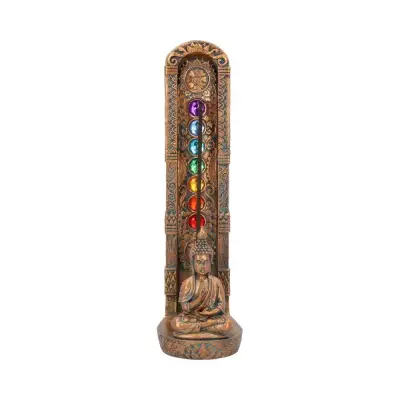 Figurine buddha bronzed ascending chakras incense burner